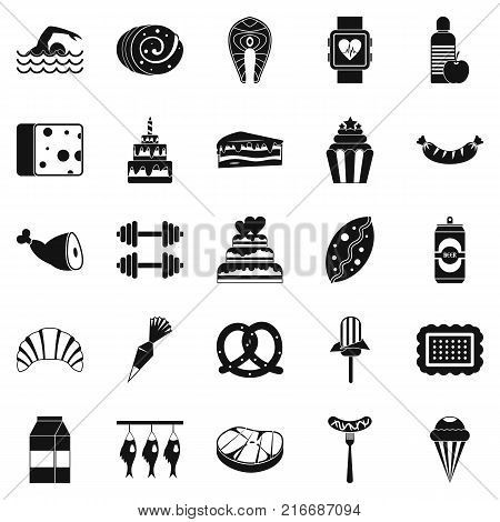 Calorie icons set. Simple set of 25 calorie vector icons for web isolated on white background