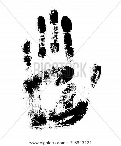 Print of hand of human cute skin texture patternvector grunge illustration. Scanning the fingers palm on white background