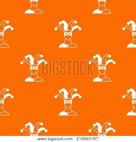 Jester pattern repeat seamless in orange color for any design. Vector geometric illustration