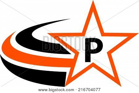 Star Swoosh Letter P Logo Design Template Vector