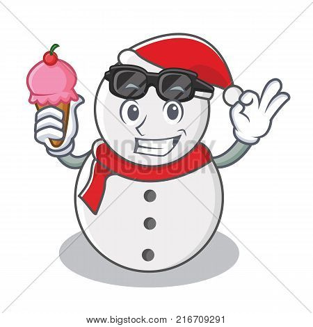 With ice cream snowman character cartoon style vector illustration