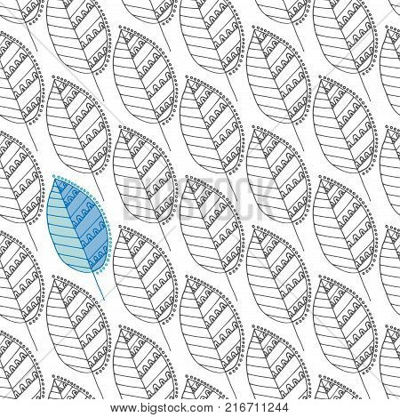 hand drawn decorative leaves winter seamless pattern