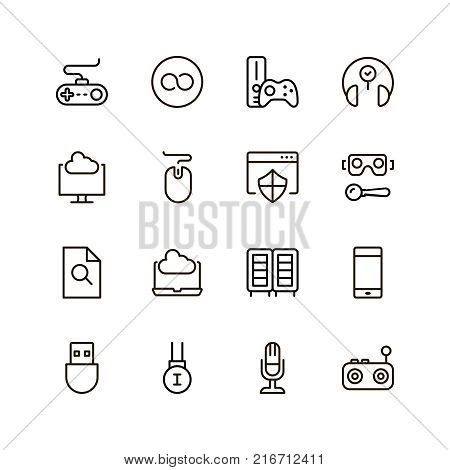 Online game icon set. Collection of high quality black outline logo for web site design and mobile apps. Vector illustration on a white background.