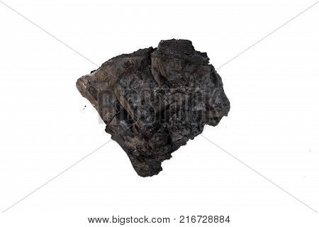 Natural wood charcoal Isolated on white, traditional charcoal