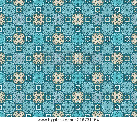 Arabesque ismalic blue seamless pattern. Vector illustration for your arabic background design