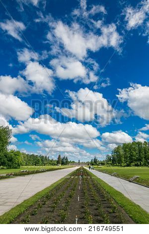 Petersburg, Russia - July 2, 2017: Piskaryovskoye Memorial Cemetery. Place Of Mass Graves Of Victims