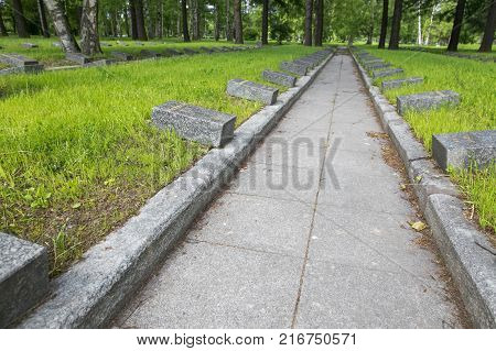 Petersburg, Russia - July 2, 2017: Piskaryovskoye Memorial Cemetery. Place Of Mass Graves Of Victims
