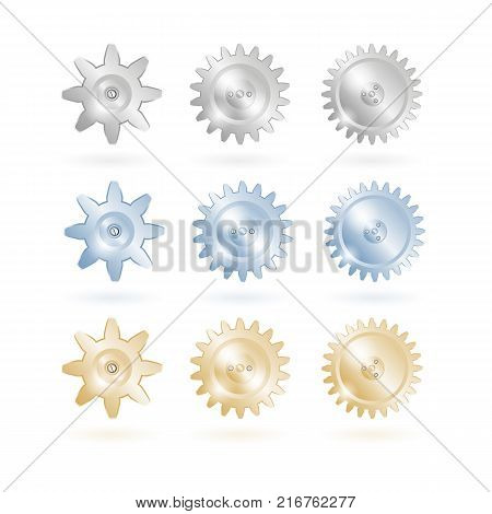 Color gears icon set. EPS10 icons vector.