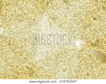 Gold sequins texture. Abstract halftone background. Vector golden pattern of round elements