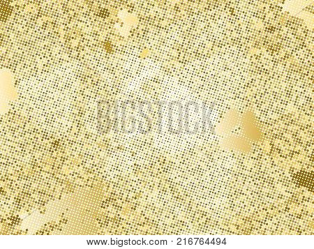 Gold sequins texture. Abstract halftone background. Vector golden pattern of round elements