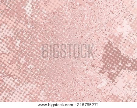 Rose gold sequins texture. Abstract halftone background. Vector golden pattern of round elements