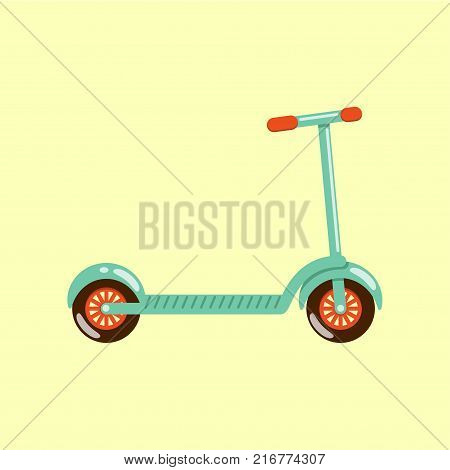 Kick scooter vector cartoon illustration isolated on beige background.