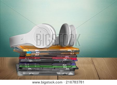 Headphones discs personal accessory audio equipment head phones head phones isolated head phones isolation
