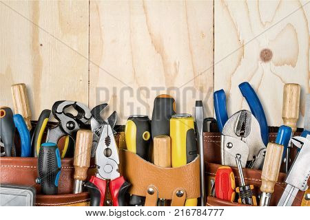 Tool tools belt group background isolated equipment