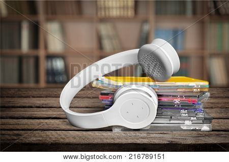 Headphones discs personal accessory audio equipment head phones head phones isolated head phones isolation