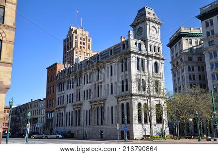 Gridley Building at Clinton Square in downtown Syracuse, New York State, USA.