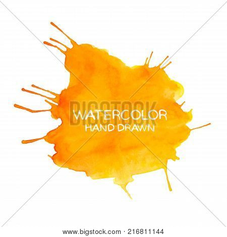 Orange abstract aquarelle background. Hand drawn watercolor stains, splashes and drops. Vector texture handmade