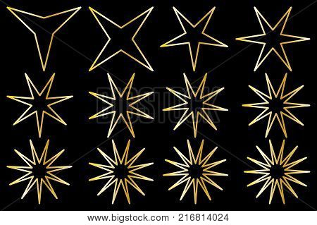 Star - vector set - gold on black background