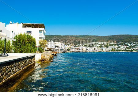 Panoramic view of Bodrum Aegean sea Turkey