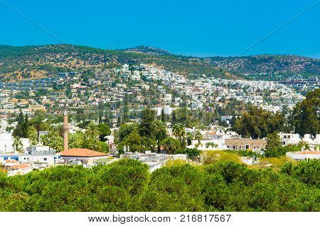 Panoramic view of Bodrum Aegean sea Turkey