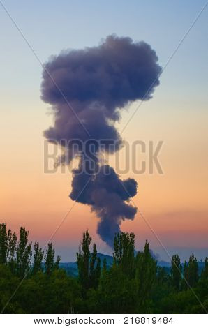 DONETSK, UKRAINE - AUGUST 31, 2014: the time of the explosion ukrainian tactical missile 'Point U' in the North-Western outskirts of Donetsk, August 31, 18:21:22, 2014.