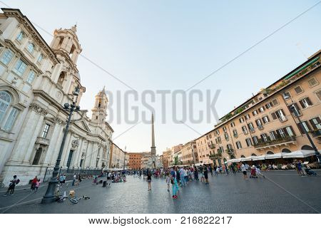 Piazza Navona, Rome, Italy, Europe. Rome ancient stadium. Navona Square. 18 of July, 2017.