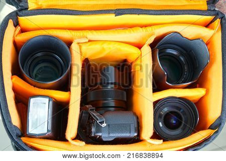 Photogaph's bag close up