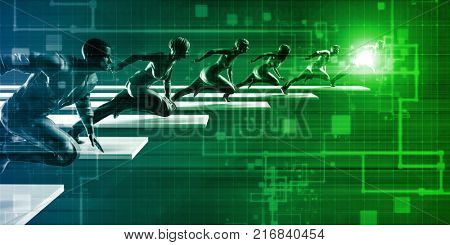 Tech Startup with Driven Business Team of People 3D Render