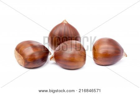 Tasty ripe chestnuts isolated on a white background