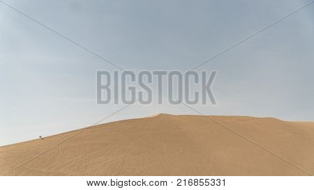 Huacachina Peru - August 2017: Huacachina desert and dunes of sand in Ica region Peru.