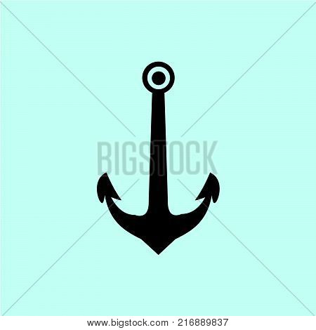 anchor icon vector illustration blue background isolated black