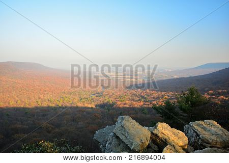 Rocky Overlook and Forest at Hawk Mountain Pennsylvania
