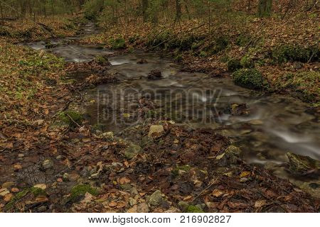 Bansky creek in autumn morning near Spania Dolina village