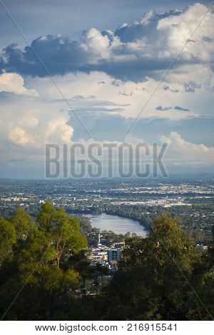 View Of Brisbane And Surrounding Suburbs From Mount Coot-tha During The Day