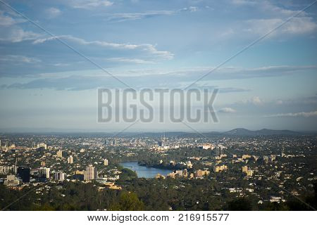 View Of Brisbane And Surrounding Suburbs From Mount Coot-tha During The Day