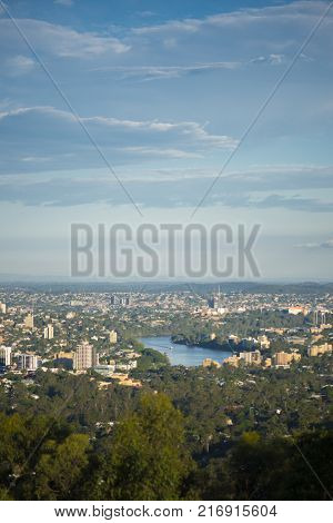 View Of Brisbane And Surrounding Suburbs From Mount Coot-tha During The Day