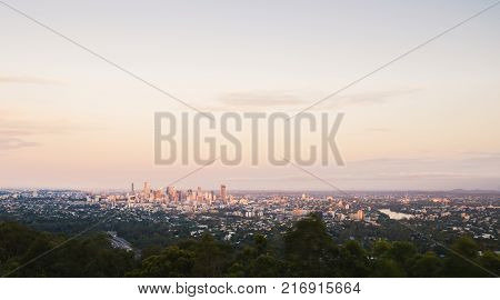 View Of Brisbane And Surrounding Suburbs From Mount Coot-tha During The Day