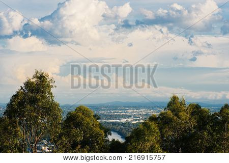 View Of Brisbane And Surrounding Suburbs From Mount Coot-tha During The Day