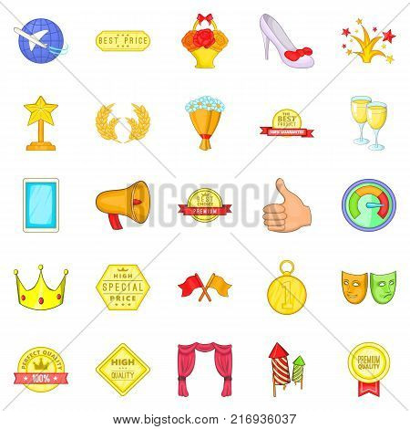 Success in everything icons set. Cartoon set of 25 success in everything vector icons for web isolated on white background