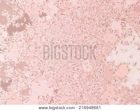 Rose Gold Sequins Texture. Abstract Halftone Background. Vector Golden Pattern Of Round Elements