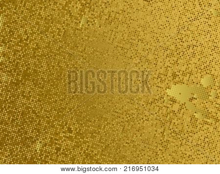 Gold Sequins Texture. Abstract Halftone Background. Vector Golden Pattern Of Round Elements