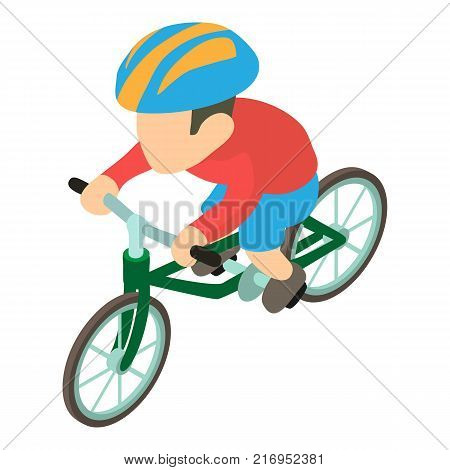 Bicyclist icon. Isometric illustration of bicyclist vector icon for web