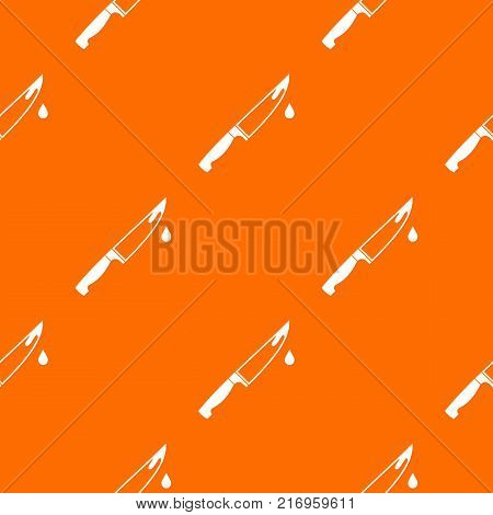 Steel knife pattern repeat seamless in orange color for any design. Vector geometric illustration
