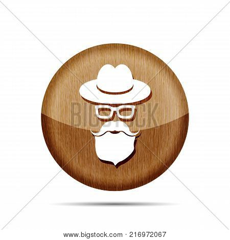 wooden hat with mustache, beard and glasses isolated on a white background
