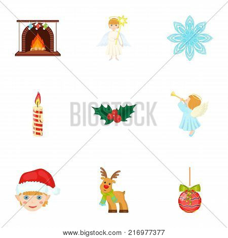 Christmas attributes and accessories cartoon icons in set collection for design. Merry Christmas vector symbol stock illustration.