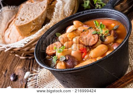 A Fresh And Tasty True Polish Baked Beans With Sausage