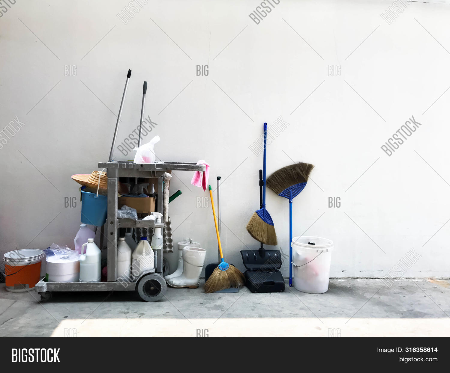Janitor Cart Equipment Image & Photo (Free Trial) Bigstock