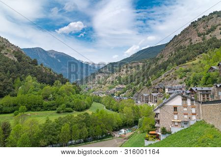Panoramic View Of Mountains In Ordino, Andorra.