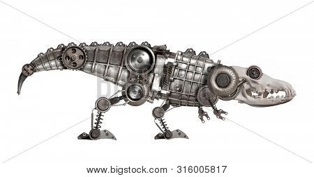 Steampunk style dinosaur. Mechanical animal photo compilation