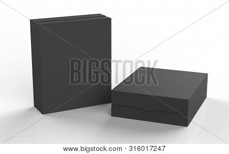 Realistic Blank Cardboard Packaging Boxes Mock Up Isolated On White Background. Can Be Use For Medic